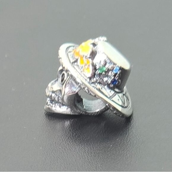 ๐ Silver Skull Charm with Yellow Hat (NWOT) - Picture 4 of 5